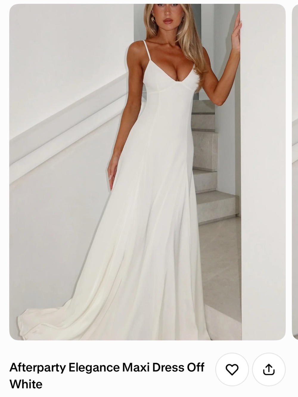 White Fox Boutique Cream Maxi Dress with Spaghetti Straps